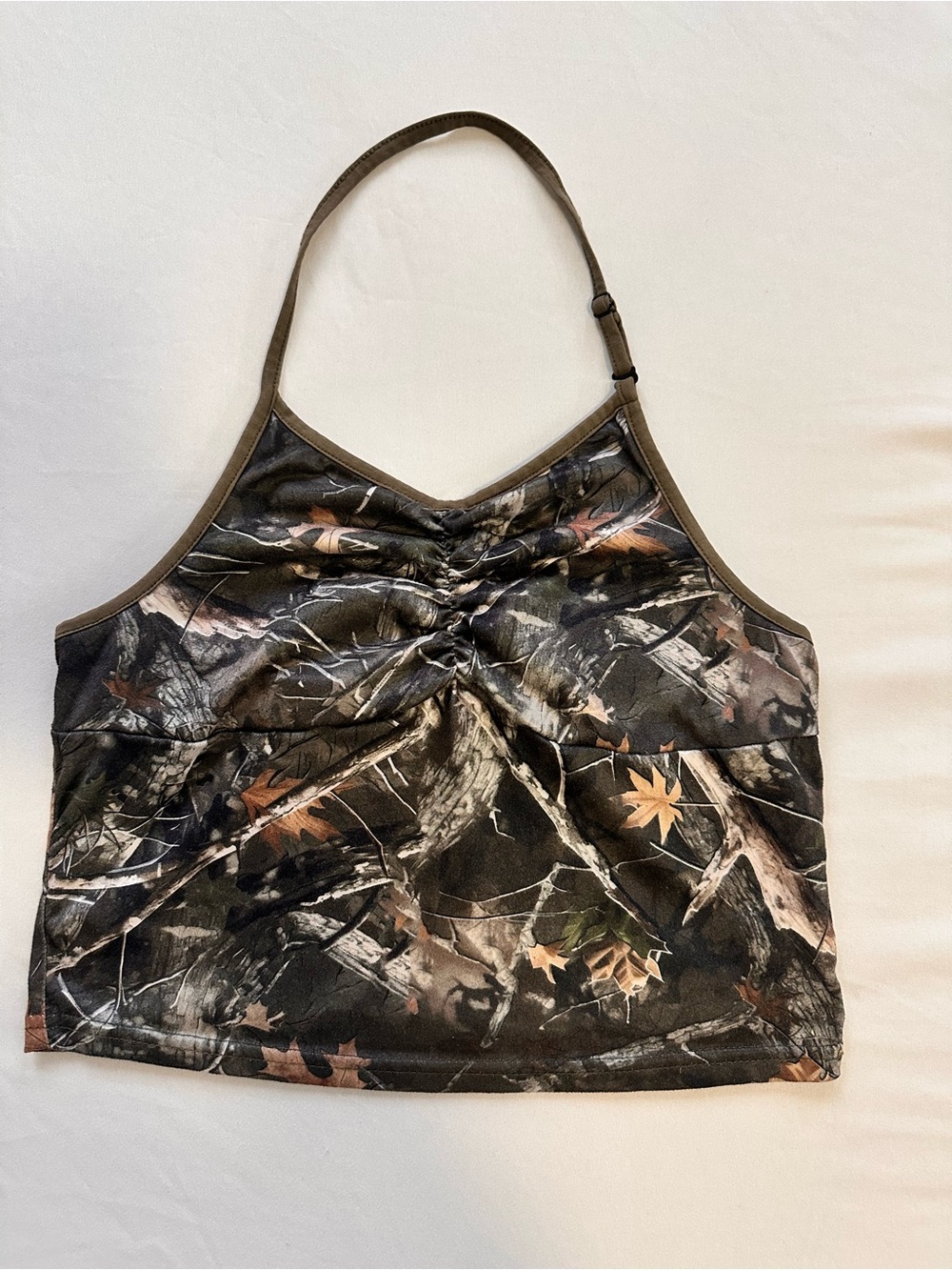 SHEIN Camo Halter Crop Top - Brown, Black, Tan
